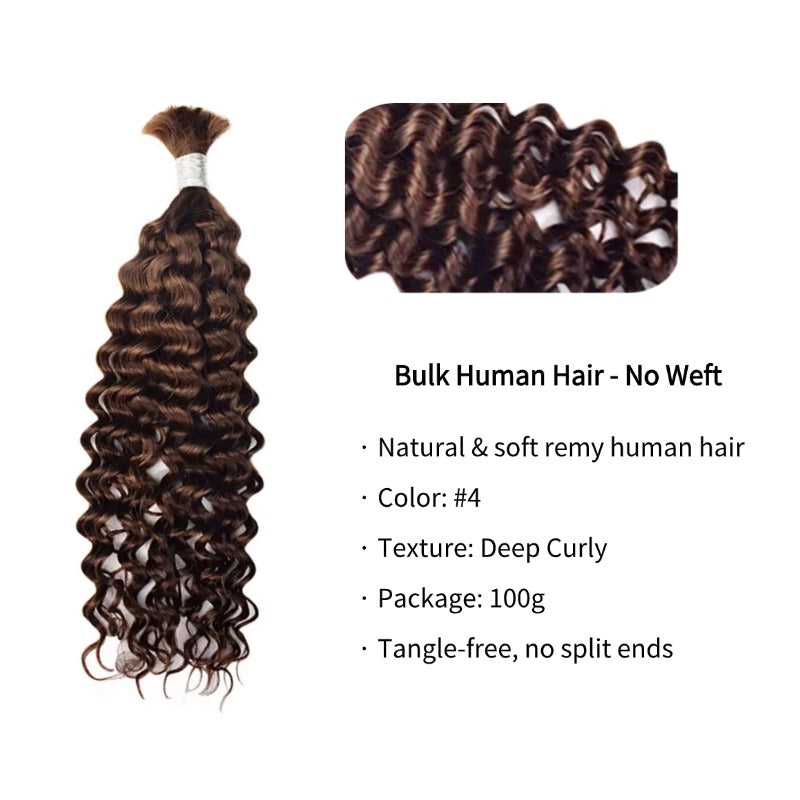 Braiding Hair - #4 Deep Curly Human Hair