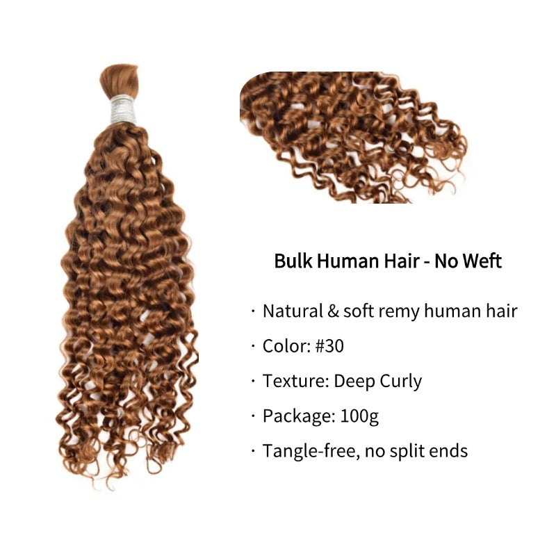 Braiding Hair - #30 Deep Curly Human Hair