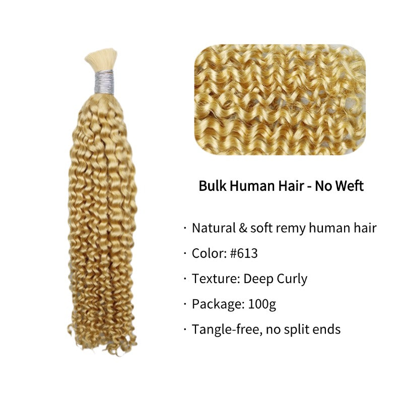 Braiding Hair - #613 Deep Curly Human Hair