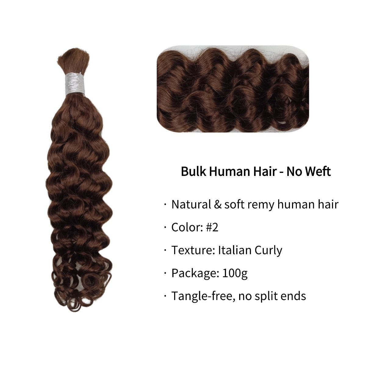 Braiding Hair - #2 Italian Curly Human Hair