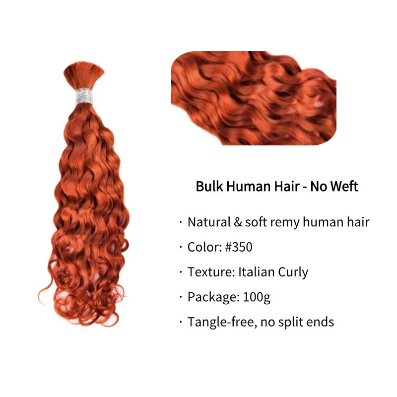 Braiding Hair - #350 Ginger Italian Curly Human Hair
