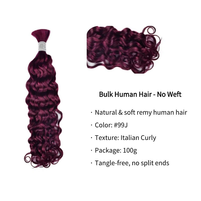 Braiding Hair - #99J Burgundy Italian Curly Human Hair