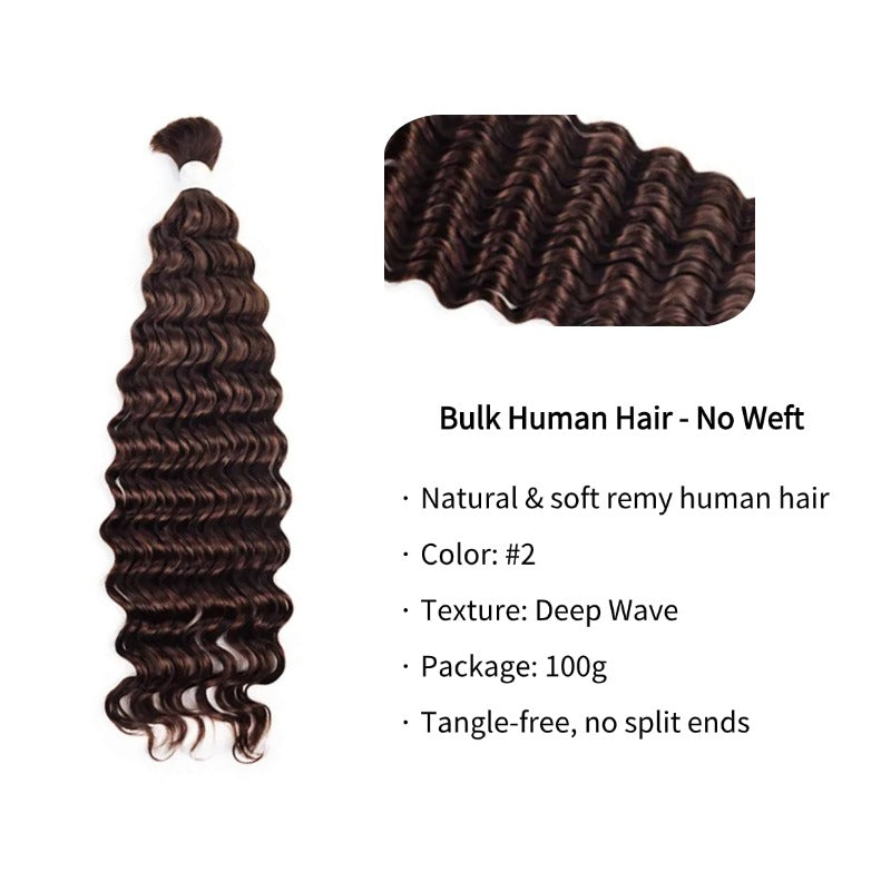 Braiding Hair - #2 Deep Wave Human Hair