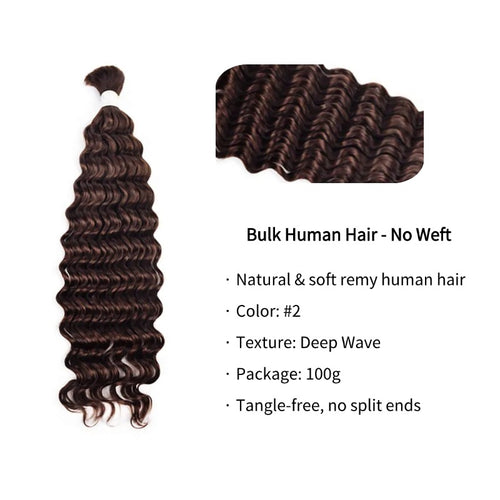Braiding Hair - #2 Deep Wave Human Hair