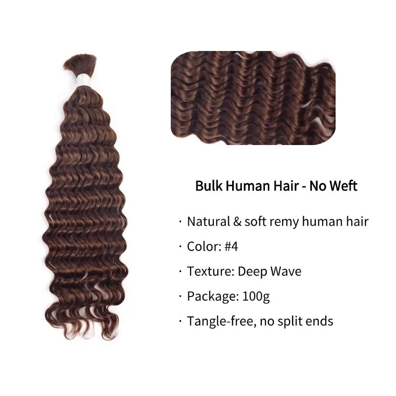 Braiding Hair - #4 Deep Wave Human Hair