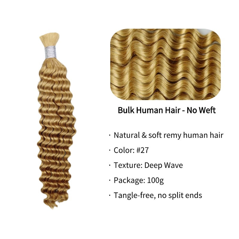 Braiding Hair - #27 Deep Wave Human Hair