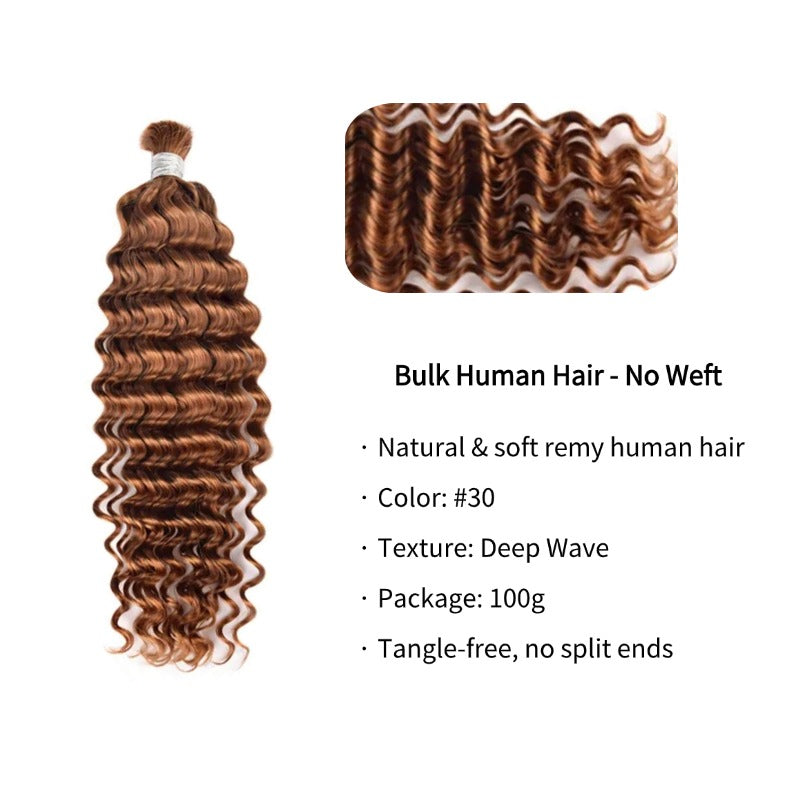 Braiding Hair - #30 Deep Wave Human Hair
