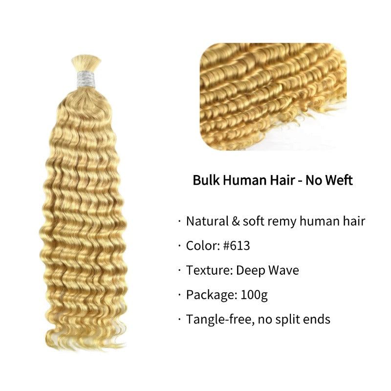 Braiding Hair - #613 Deep Wave Human Hair