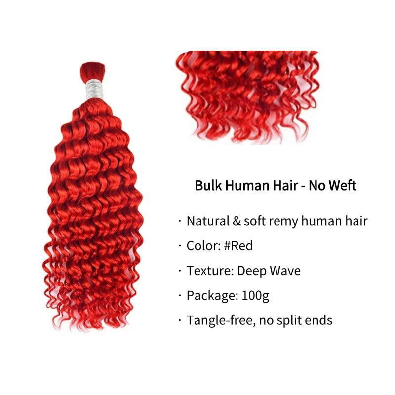 Braiding Hair - #Red Deep Wave Human Hair