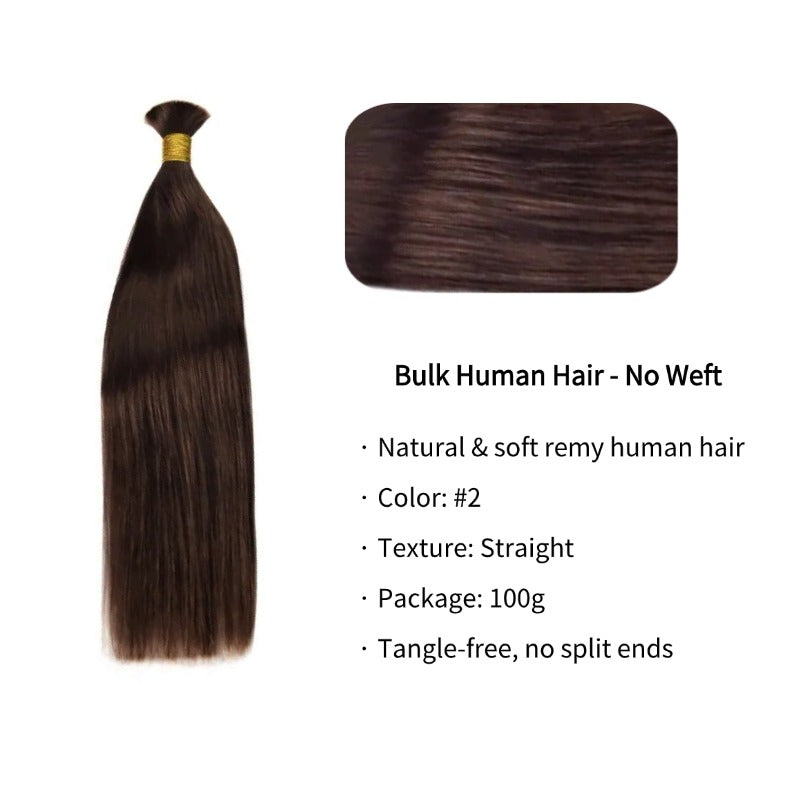 Braiding Hair - #2 Straight Human Hair