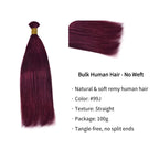 Braiding Hair - #99J Burgundy Straight Human Hair