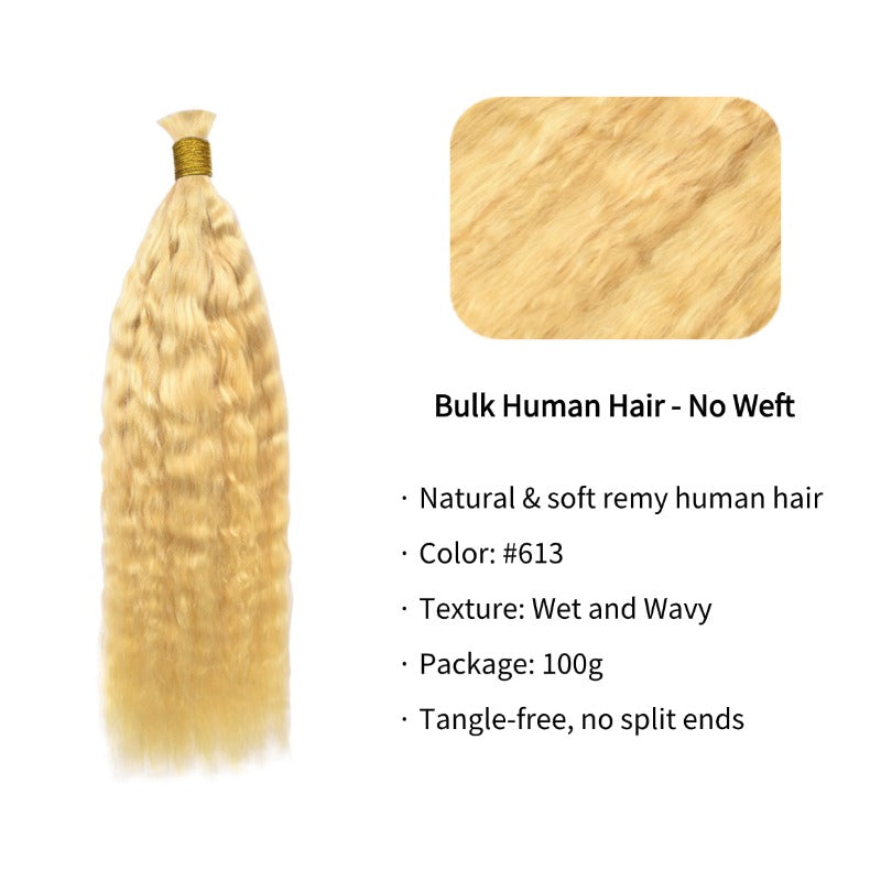 Braiding Hair - #613 Wet and Wavy Human Hair