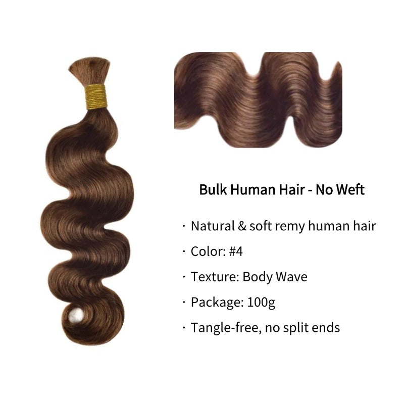 Braiding Hair - #4 Body Wave Human Hair