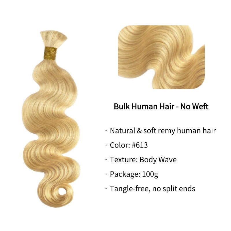 Braiding Hair - #613 Blonde Body Wave Human Hair