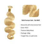 Braiding Hair - #613 Blonde Body Wave Human Hair