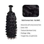 Braiding Hair - #1B Burmese Curly Human Hair