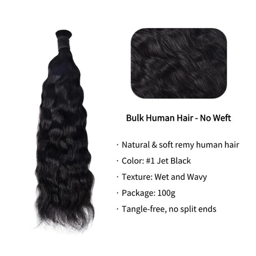 Braiding Hair - #1 Wet and Wavy Human Hair