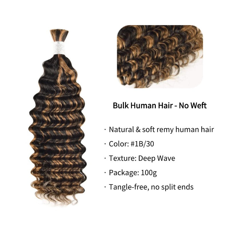 Braiding Hair - #1B/30 Ombre Deep Wave Human Hair