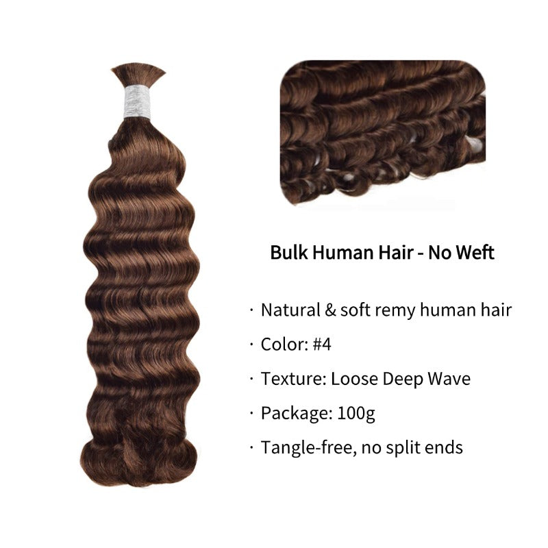 Braiding Hair - #4 Loose Deep Wave Human Hair