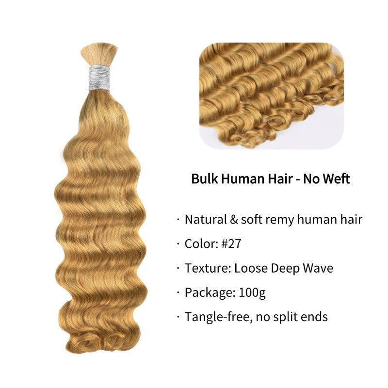 Braiding Hair - #27 Loose Deep Wave Human Hair