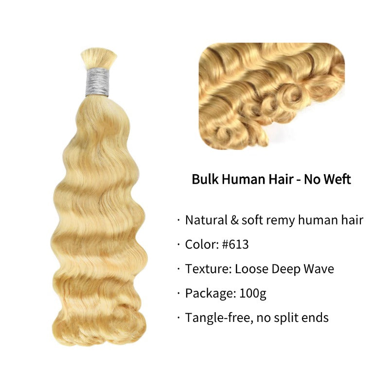 Braiding Hair - #613 Loose Deep Wave Human Hair