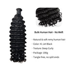 Braiding Hair - #1 Jet Black Deep Curly Human Hair