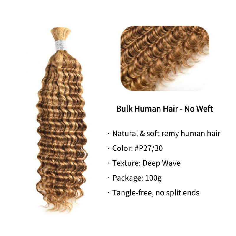 Braiding Hair - #27/30 Deep Wave Human Hair