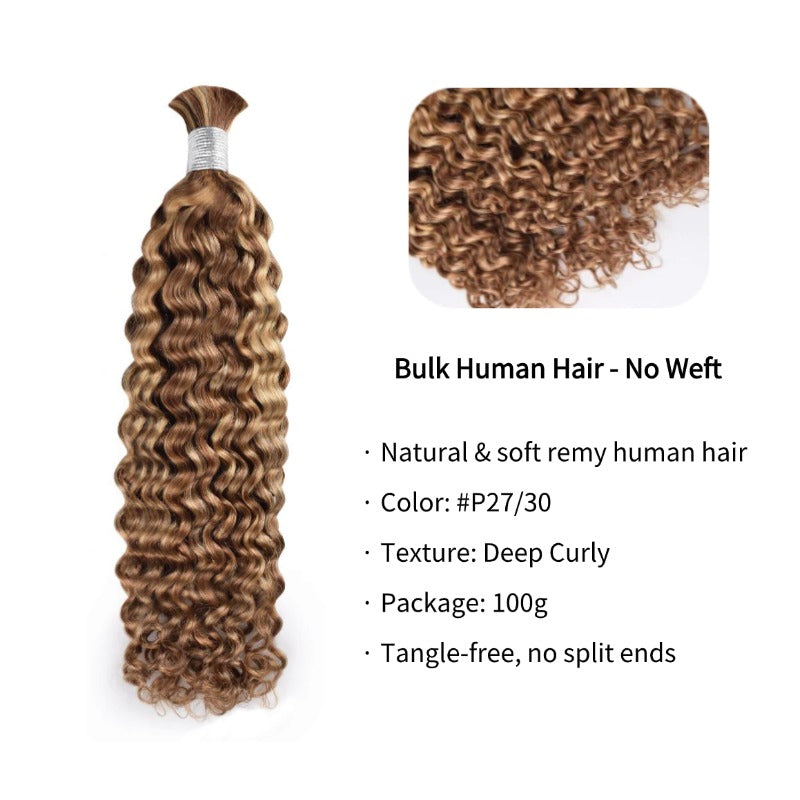 Braiding Hair - #27/30 Deep Curly Human Hair