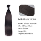 Braiding Hair - #1B Black Straight Human Hair