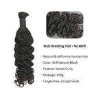 Braiding Hair - #1B Black Italian Curly Human Hair