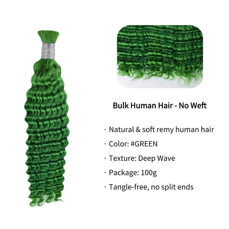 Braiding Hair - #Green Deep Wave Human Hair
