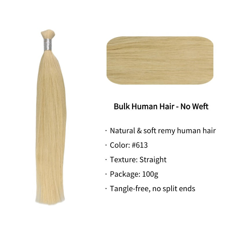 Braiding Hair - #613 Blonde Straight Human Hair