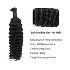 Braiding Hair - #1B Black Deep Curly Human Hair