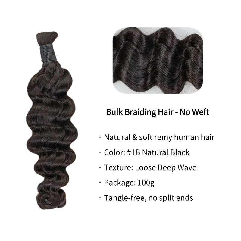 Braiding Hair - #1B Loose Deep Wave Human Hair