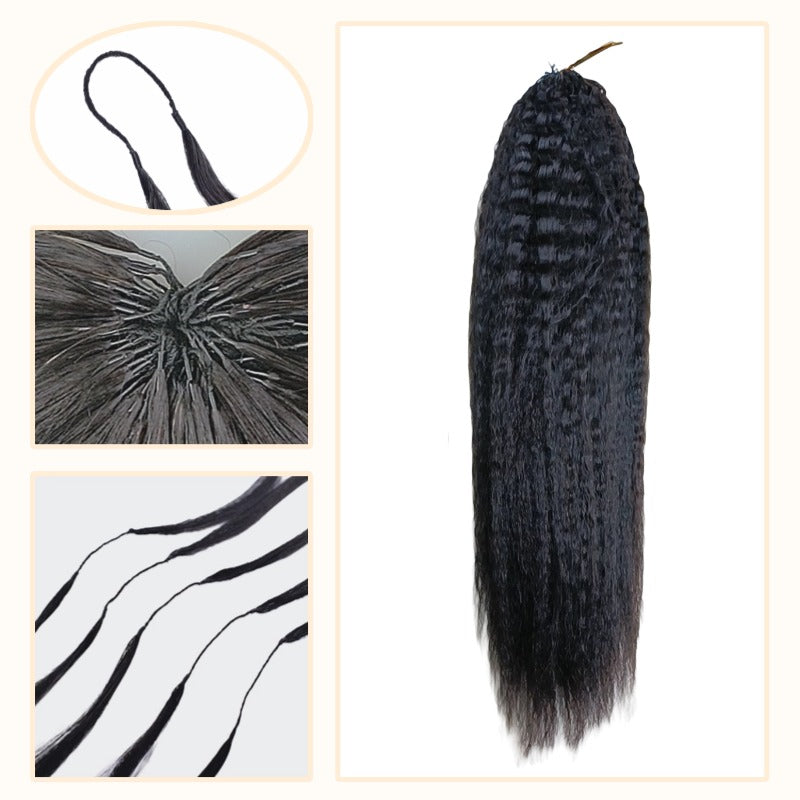 Crochet Hair - #1B Kinky Straight Human Hair
