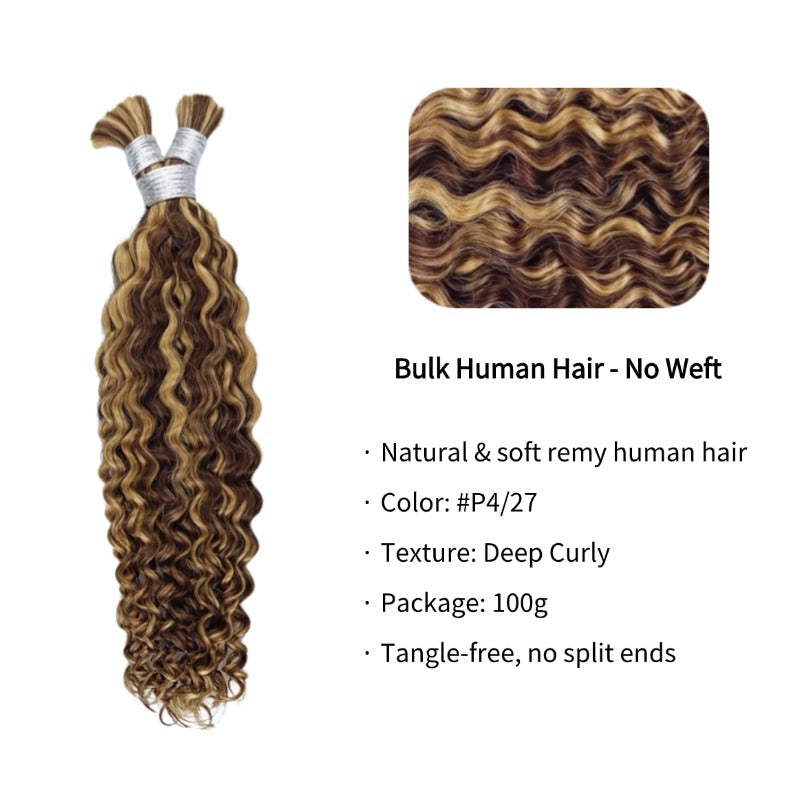 Braiding Hair - #4/27 Deep Curly Human Hair
