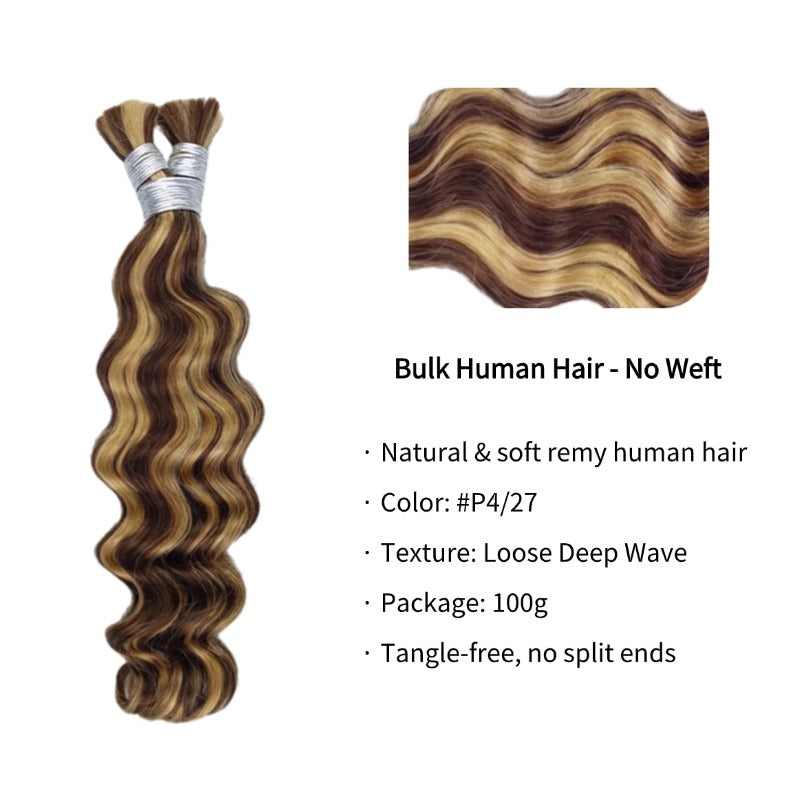 Braiding Hair - #4/27 Loose Deep Wave Human Hair