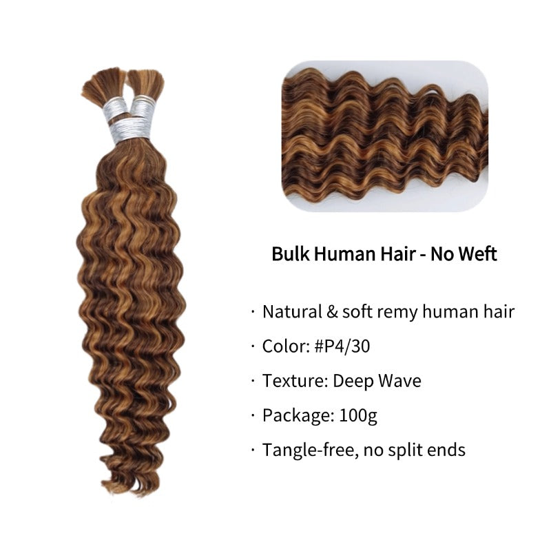 Braiding Hair - #4/30 Deep Wave Human Hair