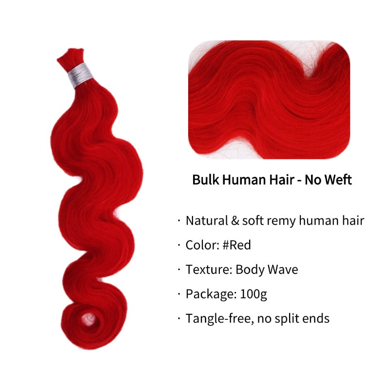 Braiding Hair - #Red Body Wave Human Hair
