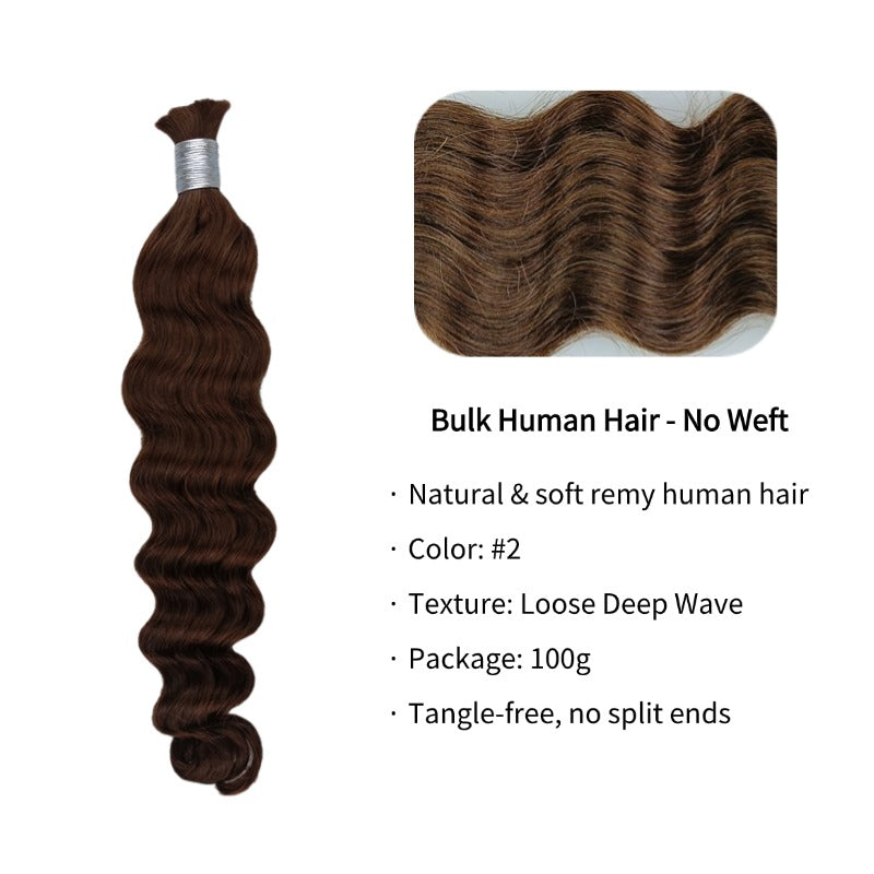 Braiding Hair - #2 Loose Deep Wave Human Hair