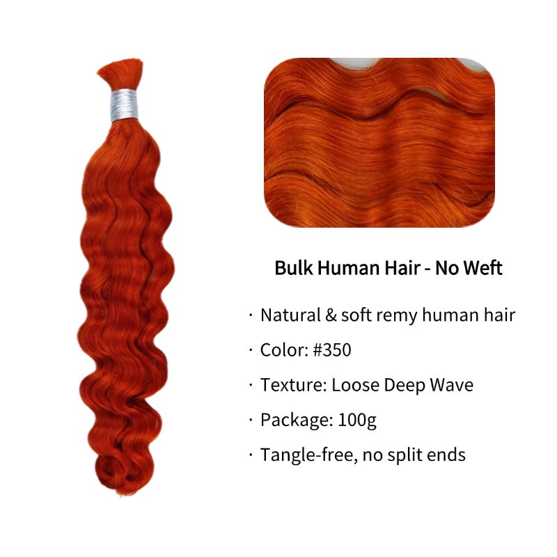 Braiding Hair - #350 Ginger Loose Deep Wave Human Hair