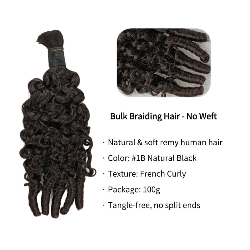 Braiding Hair - #1B French Curly Human Hair
