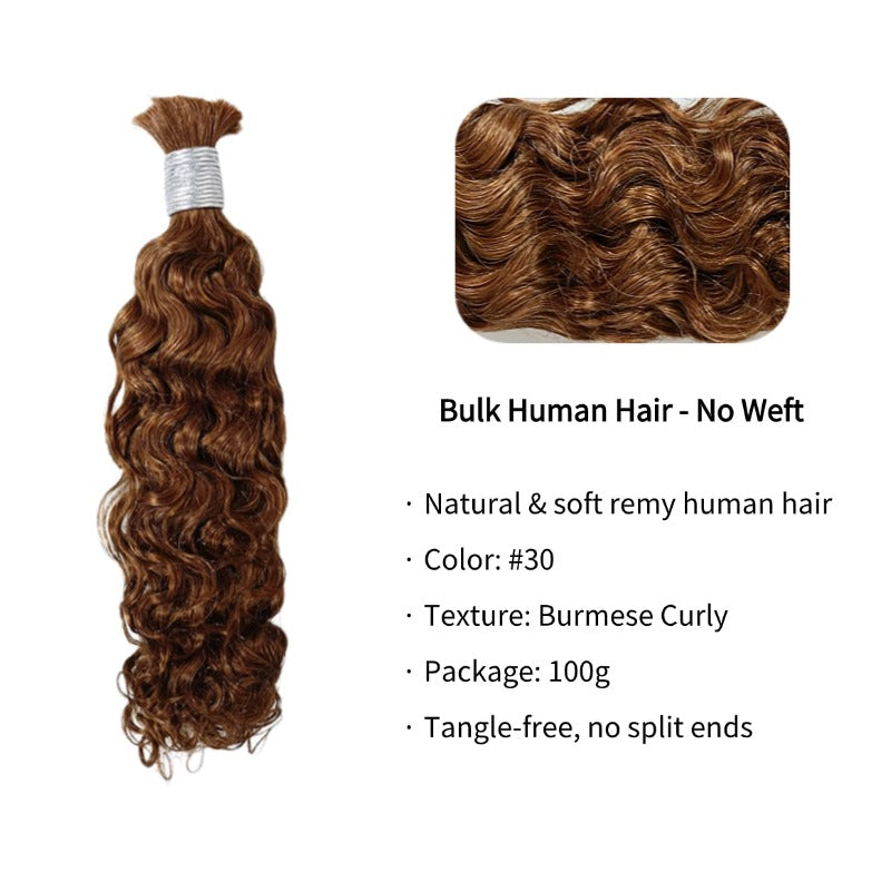 Braiding Hair - #30 Burmese Curly Human Hair
