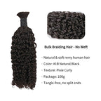 Braiding Hair - #1B Pixie Curly Human Hair