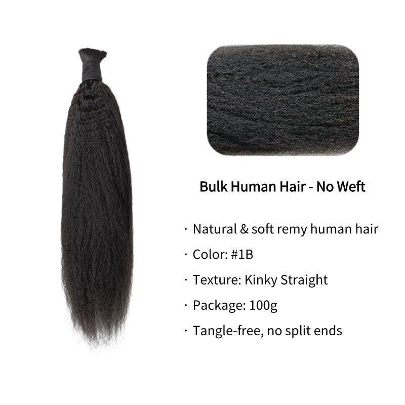 Braiding Hair - #1B Kinky Straight Human Hair