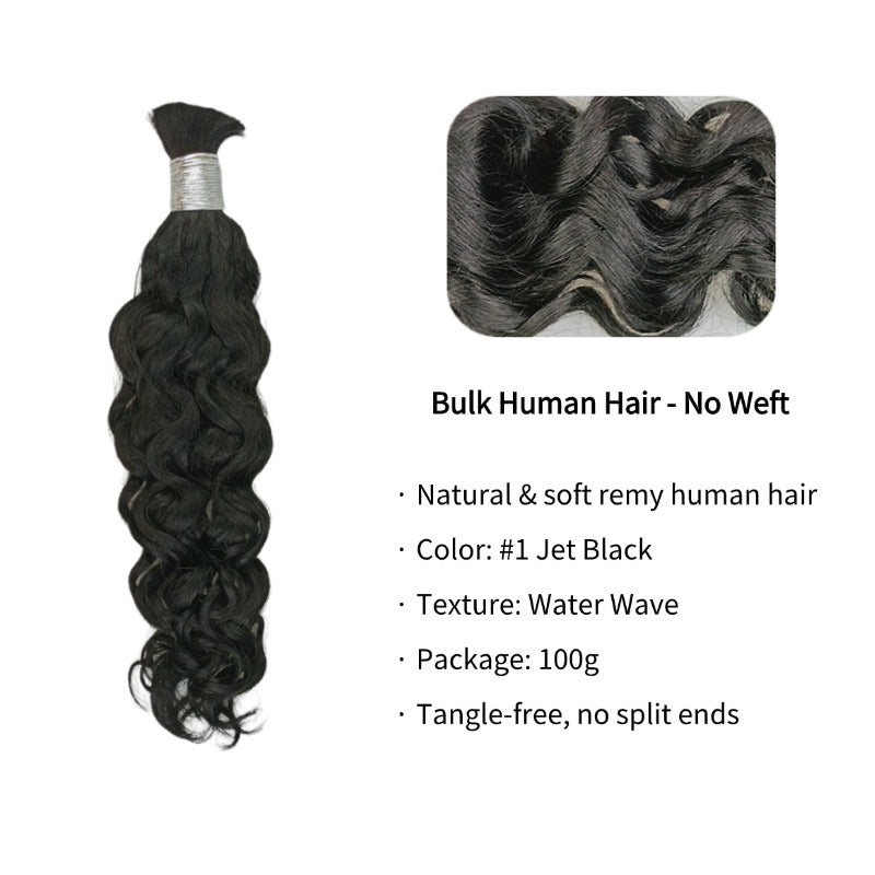 Braiding Hair - #1 Water Wave Human Hair