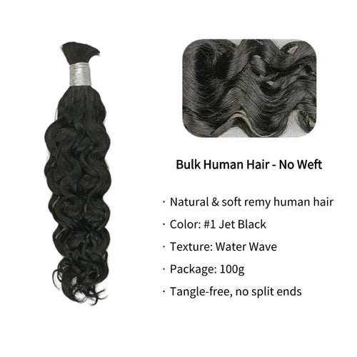 Braiding Hair - #1 Water Wave Human Hair