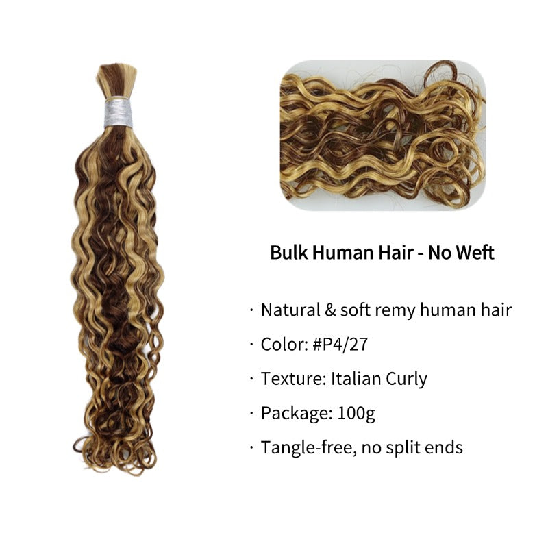Braiding Hair - #4/27 Italian Curly Human Hair
