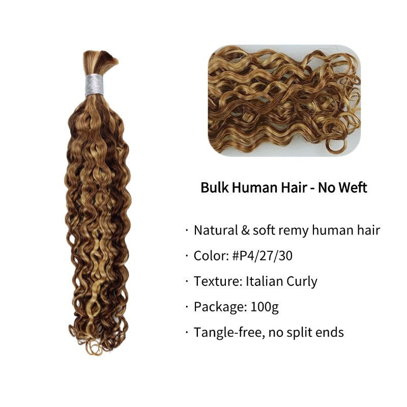 Braiding Hair - #4/27/30 Italian Curly Human Hair
