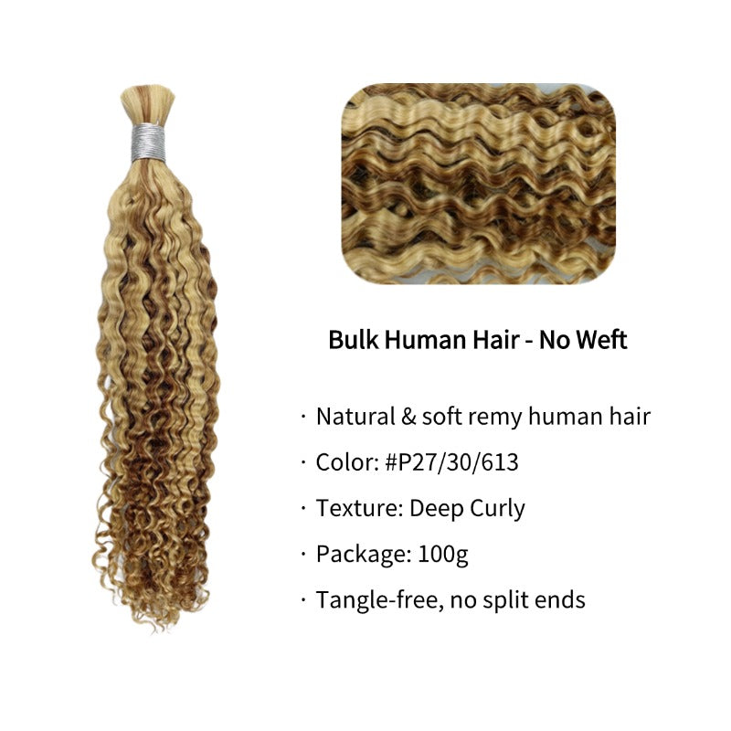 Braiding Hair - #27/30/613 Deep Curly Human Hair